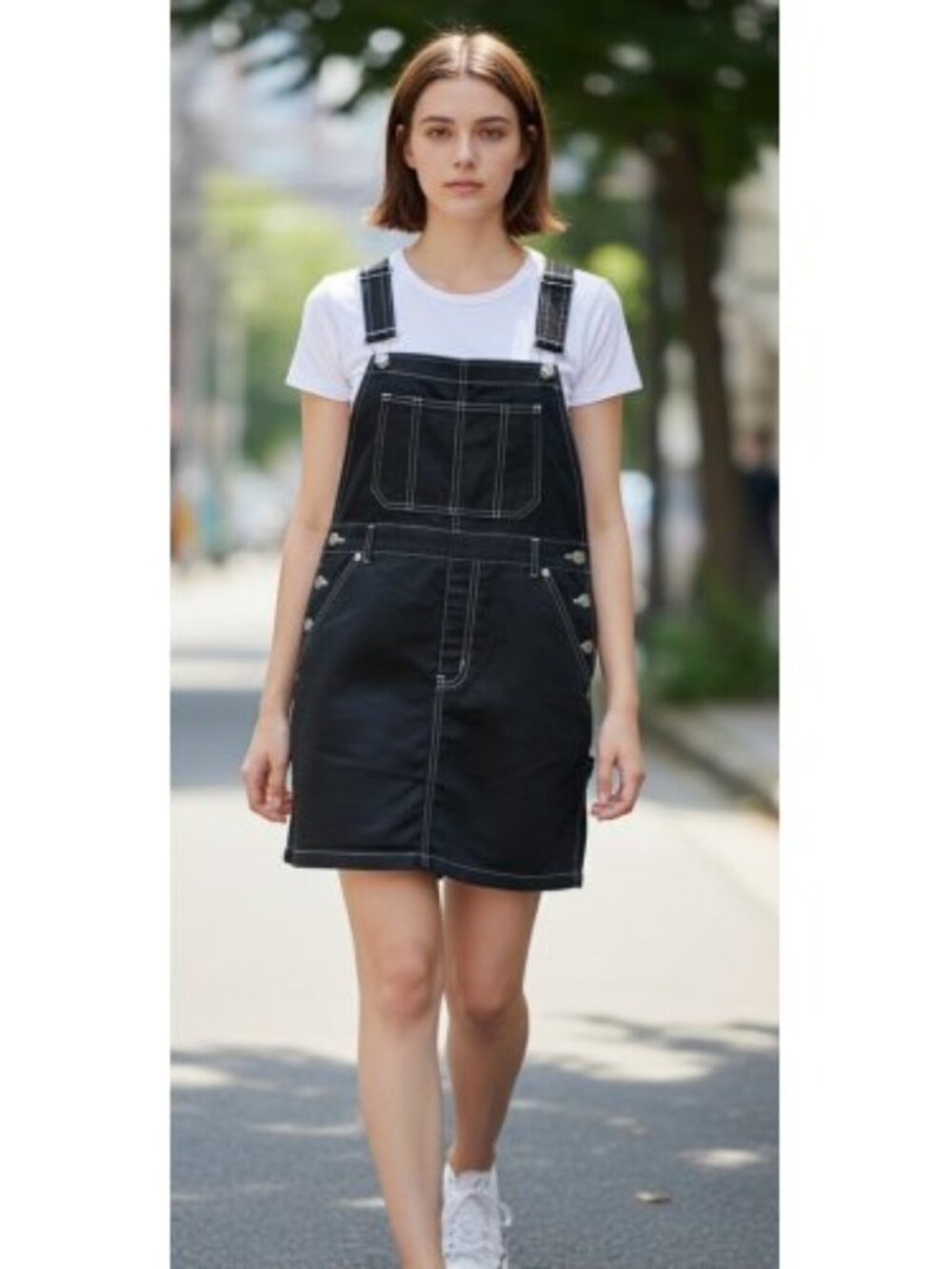 THE CHILDREN'S PLACE GIRL Nylon Dri Fit Black Bib Overall Skirt Jumper Size 8 - Picture 1 of 6